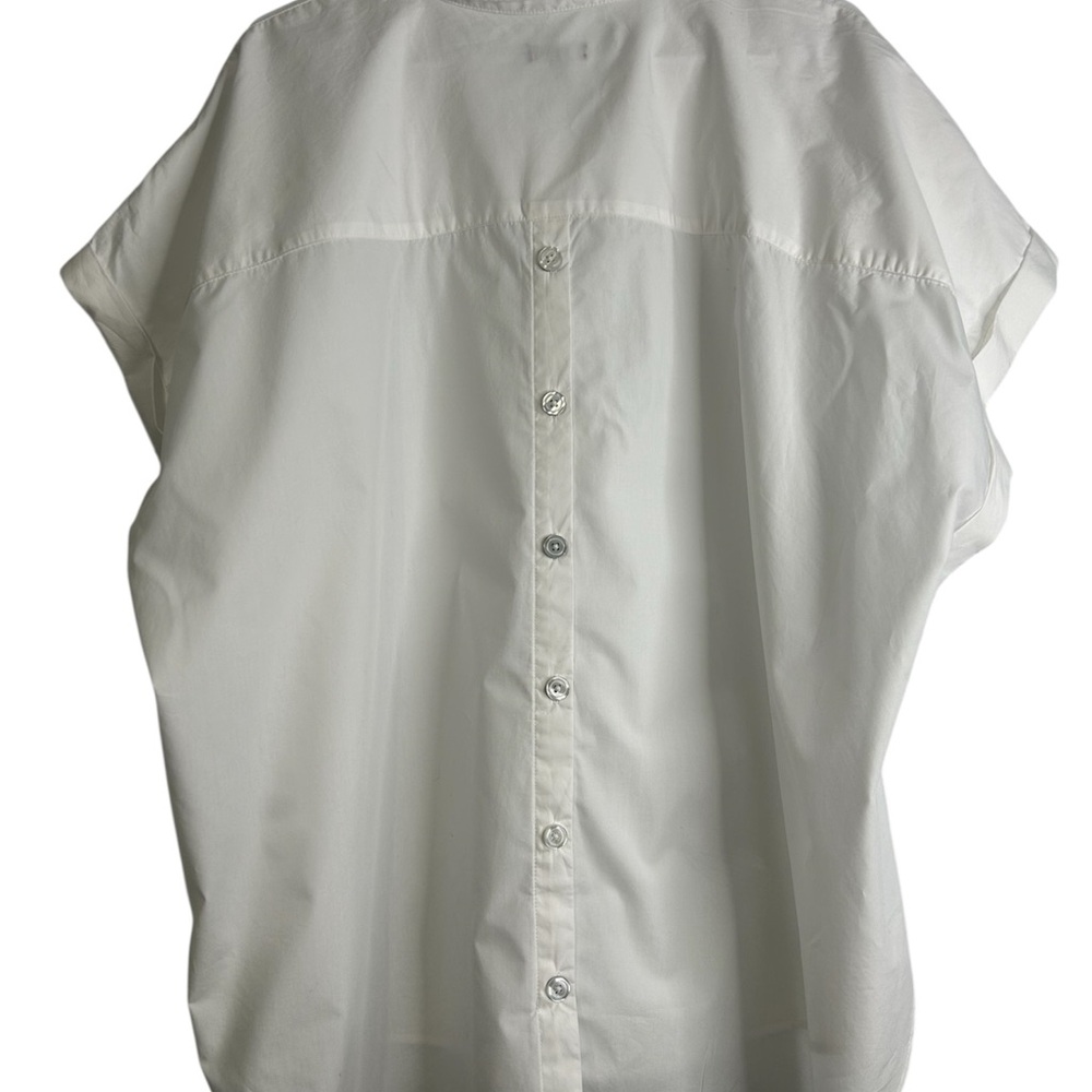 Talbots Poplin Tunic Shirt White 3X With Buttons On Back Short Sleeves - Picture 2 of 9